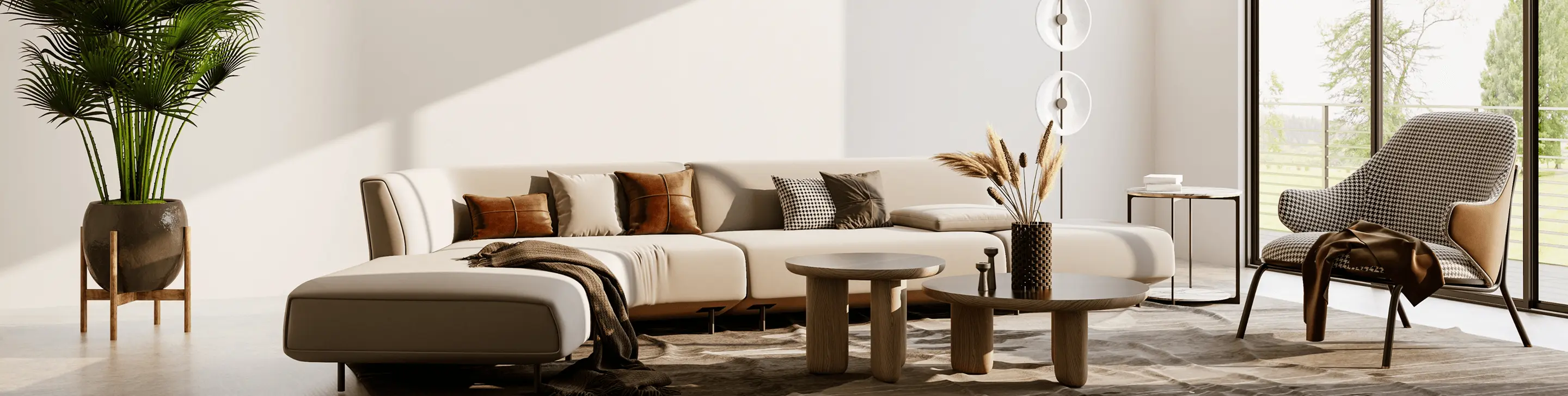 Nice ambient with sofa and plants